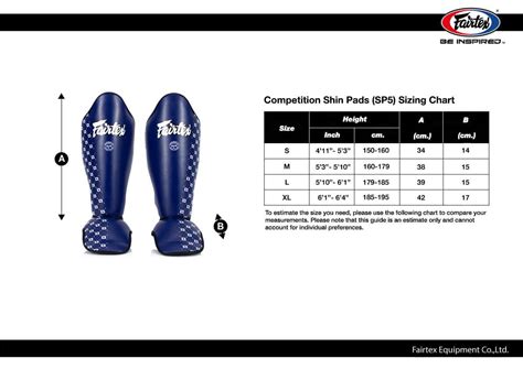 fairtex size chart